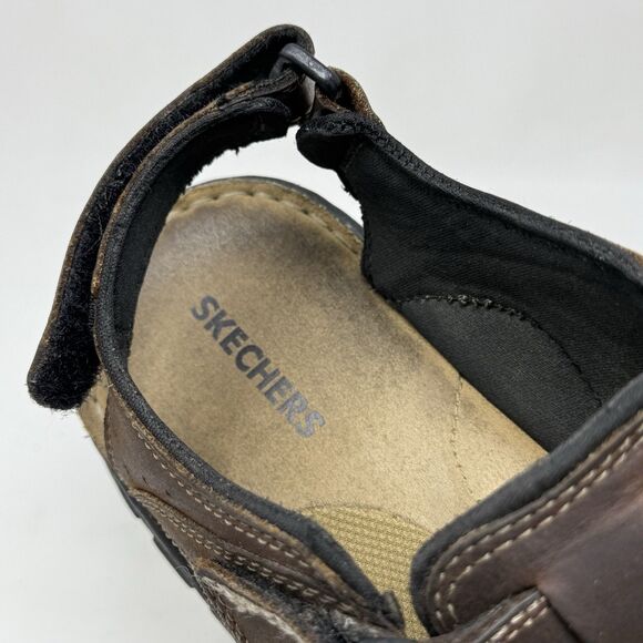 Skechers Fisherman Sandals Mens 10 Brown Leather Chunky Sole Casual Comfort Dad - Picture 11 of 16